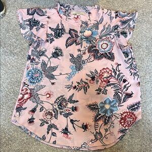 Floral Pink Flutter Sleeve Top